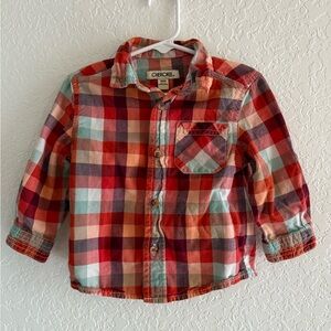 Orange Plaid Button Up Shirt